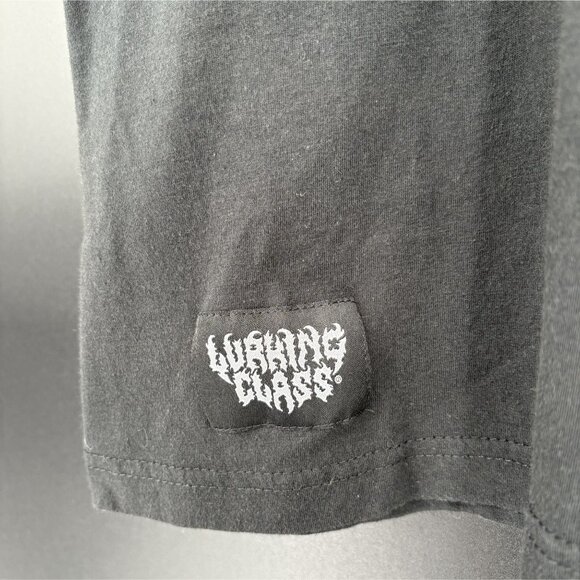 Lurking Class Mens Black T-Shirt With Barbed Wire Collar and Reaper Logo S Black - Picture 4 of 9